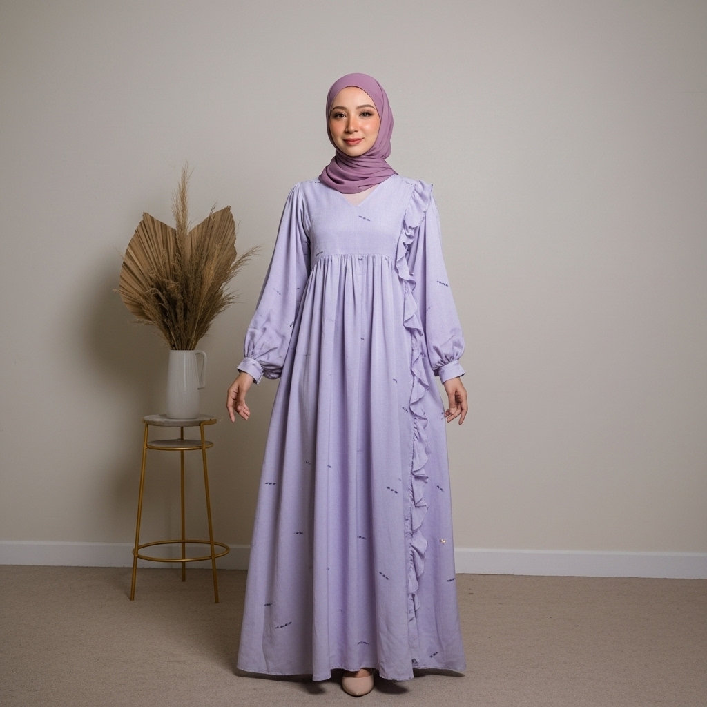 تنسيق فستان مع كشكشه للمحجبات