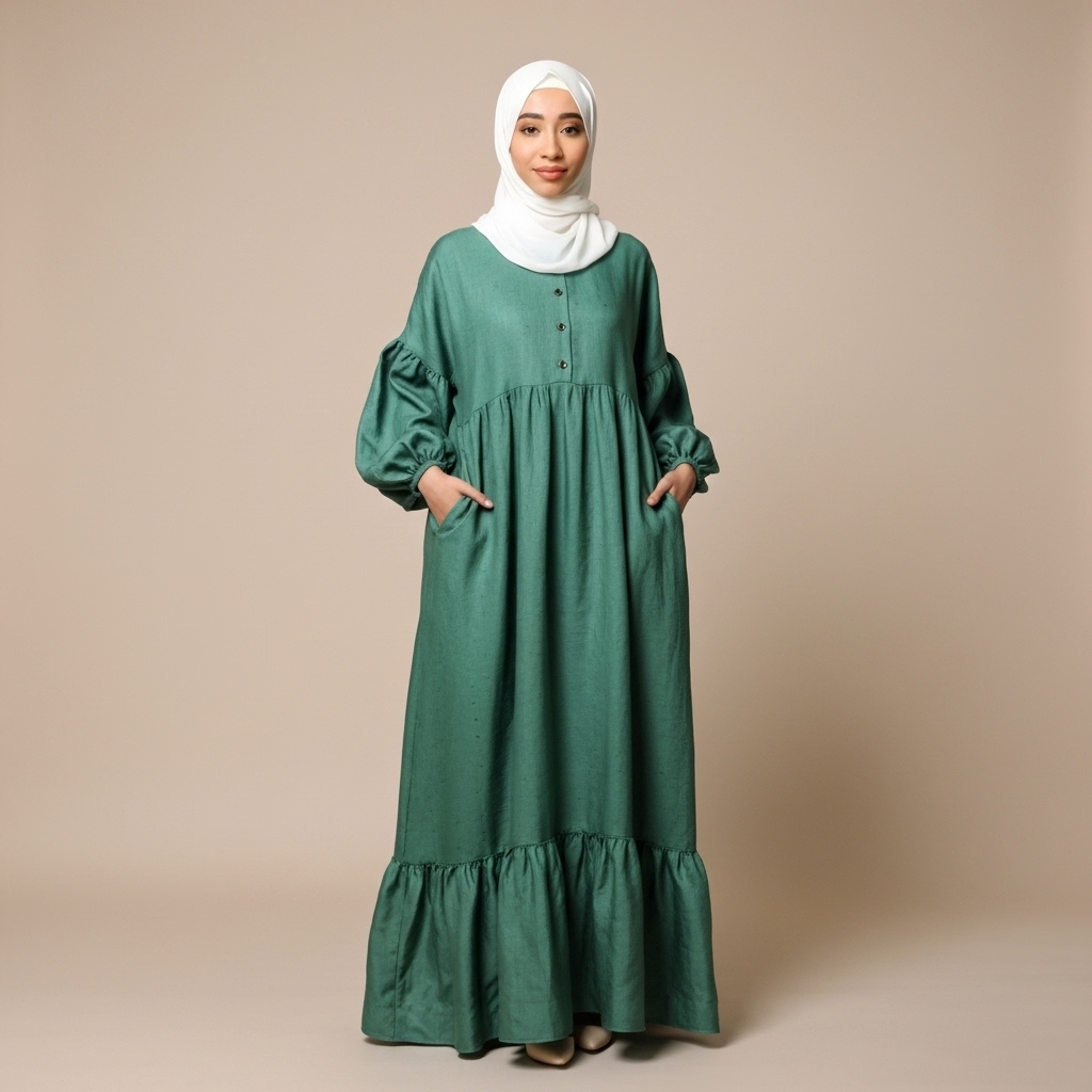 فستان محجبات كاجوال بنفسجي موديلات فساتين محجبات