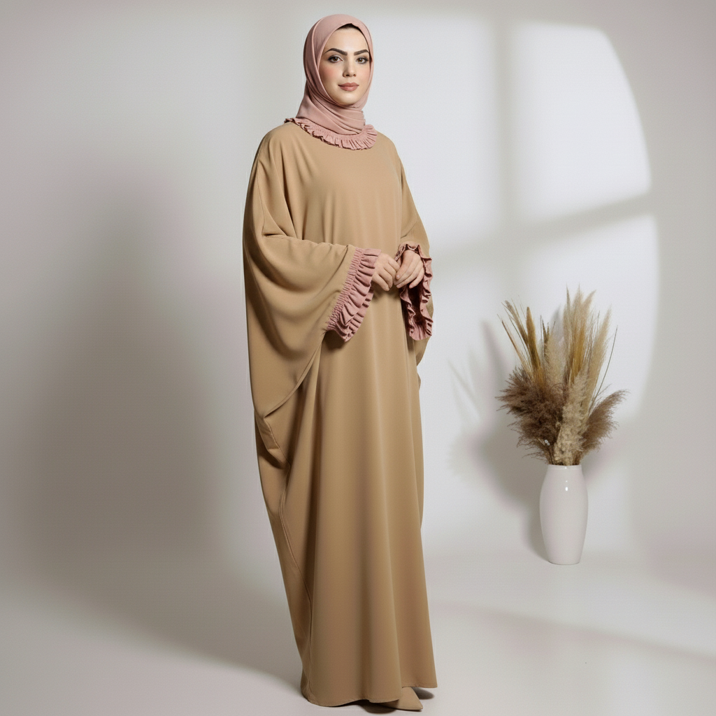 تنسيق اللون البيج للمحجبات وعباية انيق