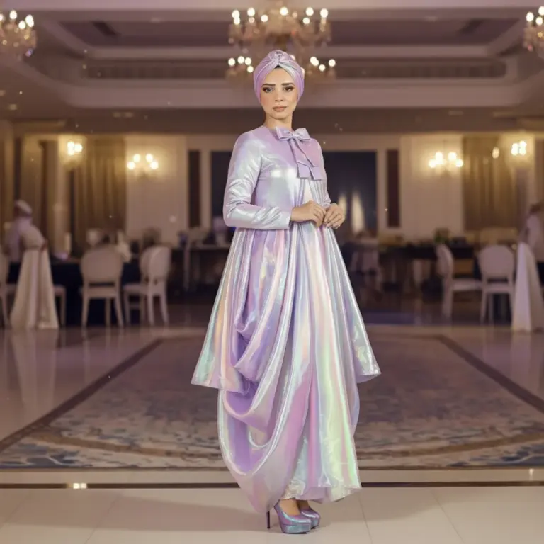 من الساتان للهولوجرام: أحدث موديلات فساتين سواريه للمحجبات