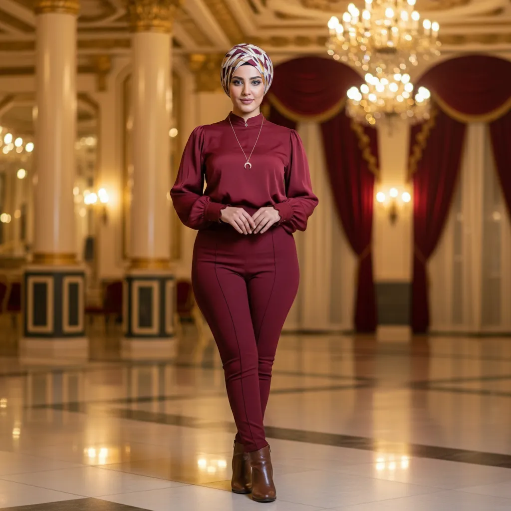 تنسيق البلوزة الحمراء للمحجبات