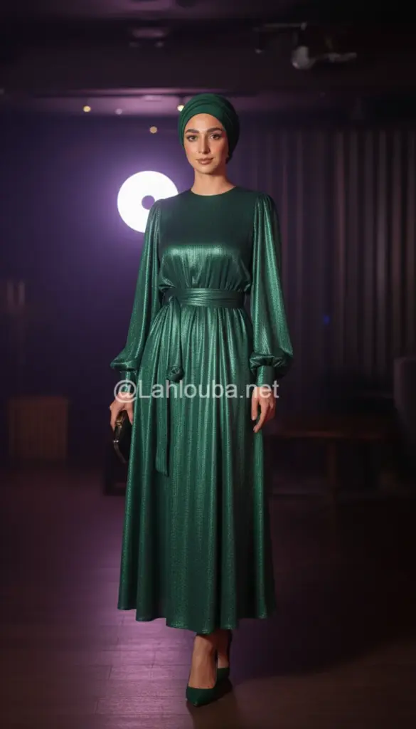 تنسيق اللون الاخضر للمحجبات