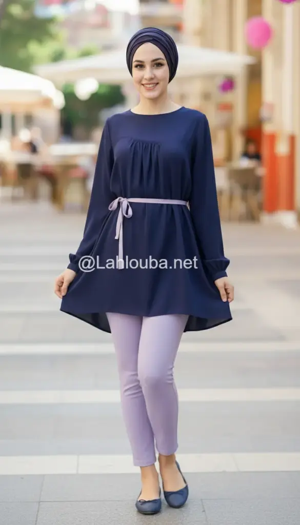 تنسيق اللون الكحلي للمحجبات