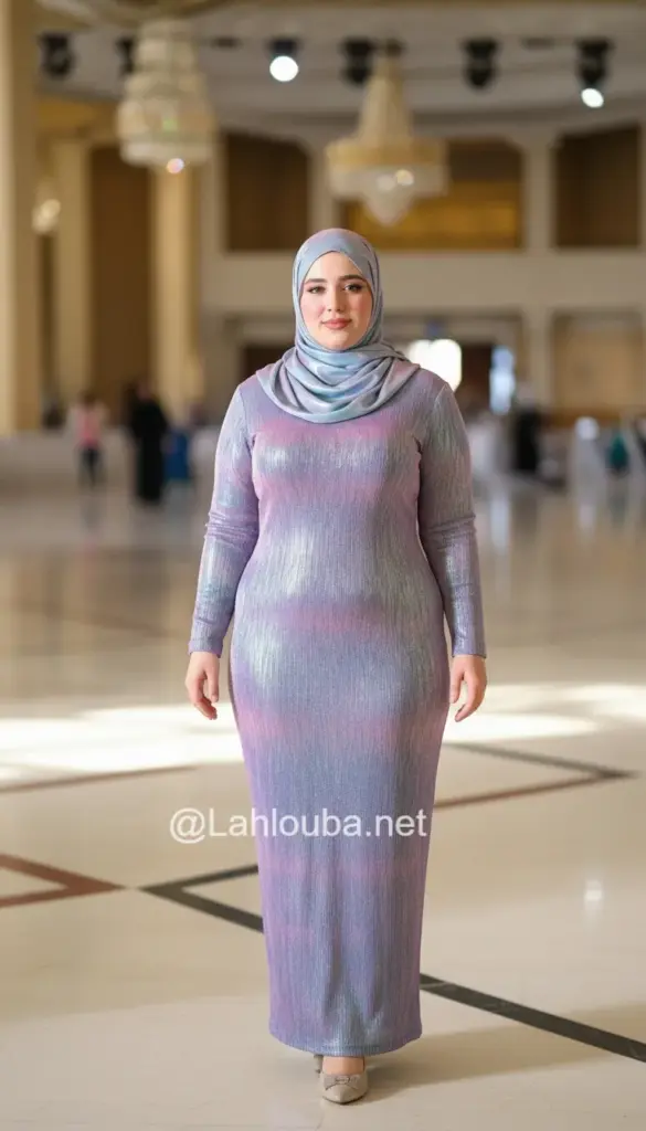 صورة امرأة محجبة كيرفي ترتدي فستان جذاب